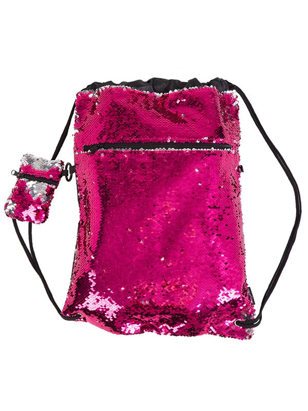 Pink Sequin Backpack: Mermaid Bag in Pink by Sugar and Bruno Apparel in Indianapolis, IN