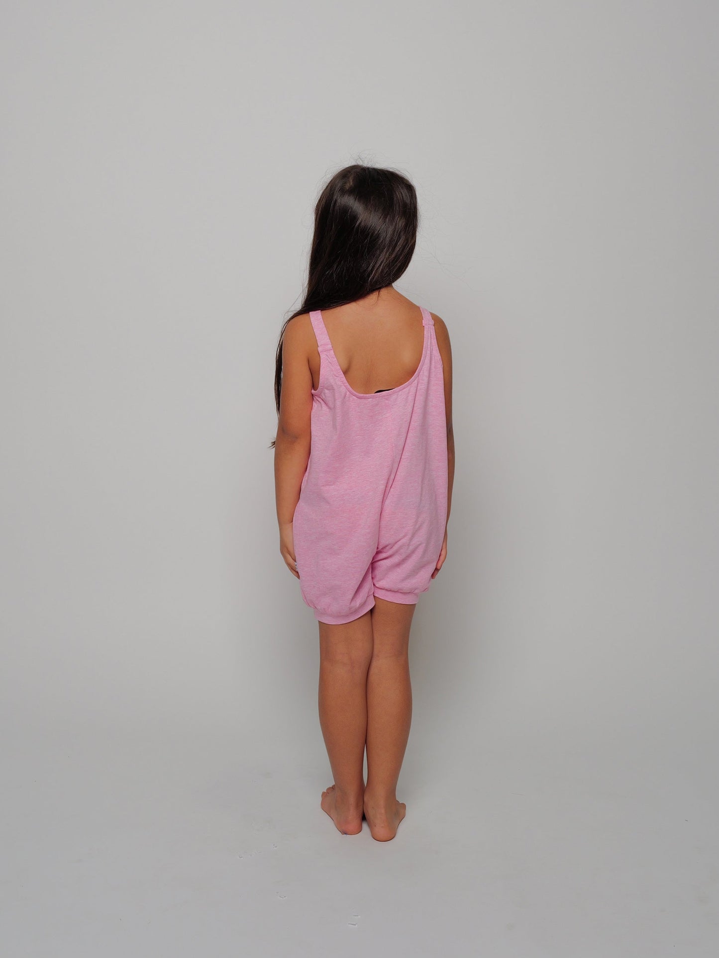 The Itty Bitty Bubbler Romper, Heathered Pink