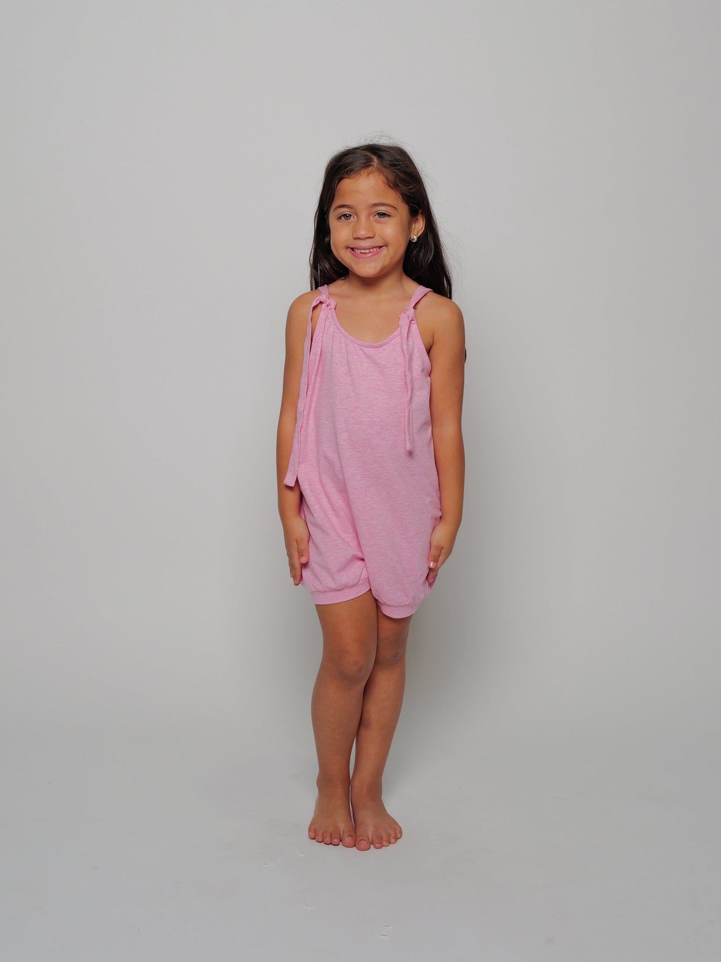 The Itty Bitty Bubbler Romper, Heathered Pink