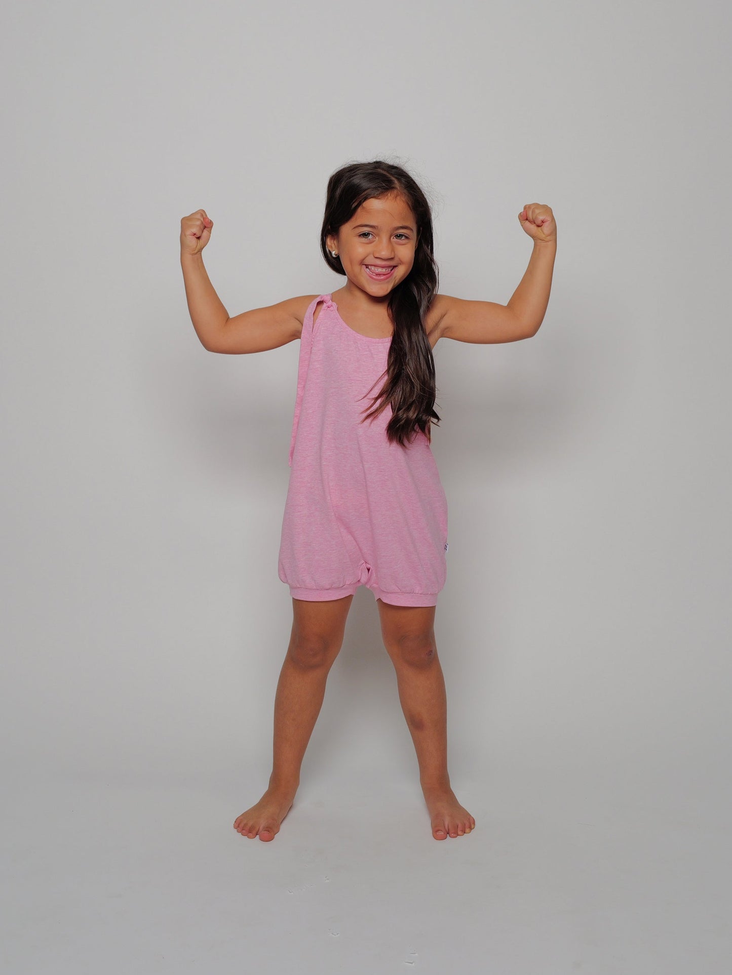 The Itty Bitty Bubbler Romper, Heathered Pink
