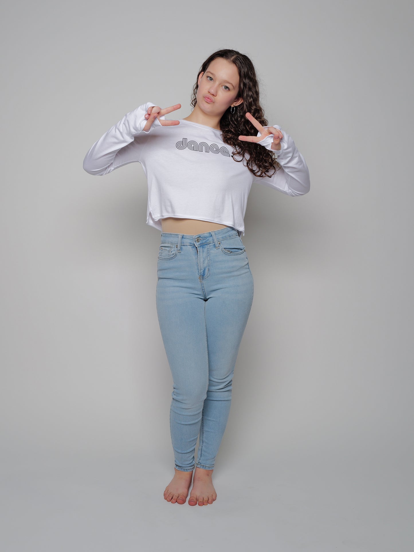 Crop Long Sleeve Tee, Black