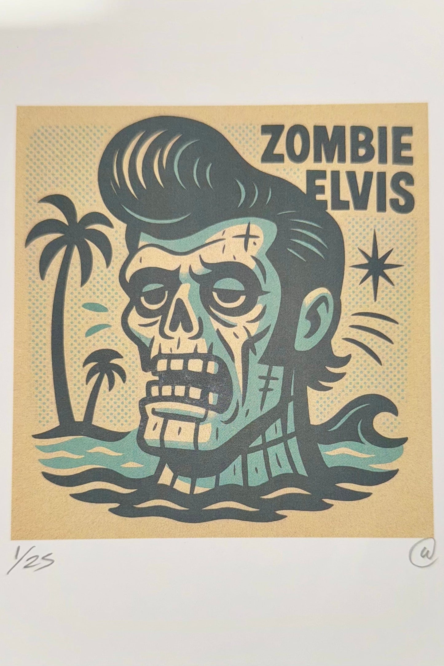 Tiki Treasures - Zombie Elvis by Wil - signed Print