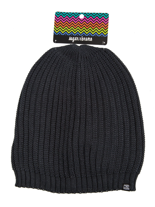 Slouchy Knit Beanie, Black