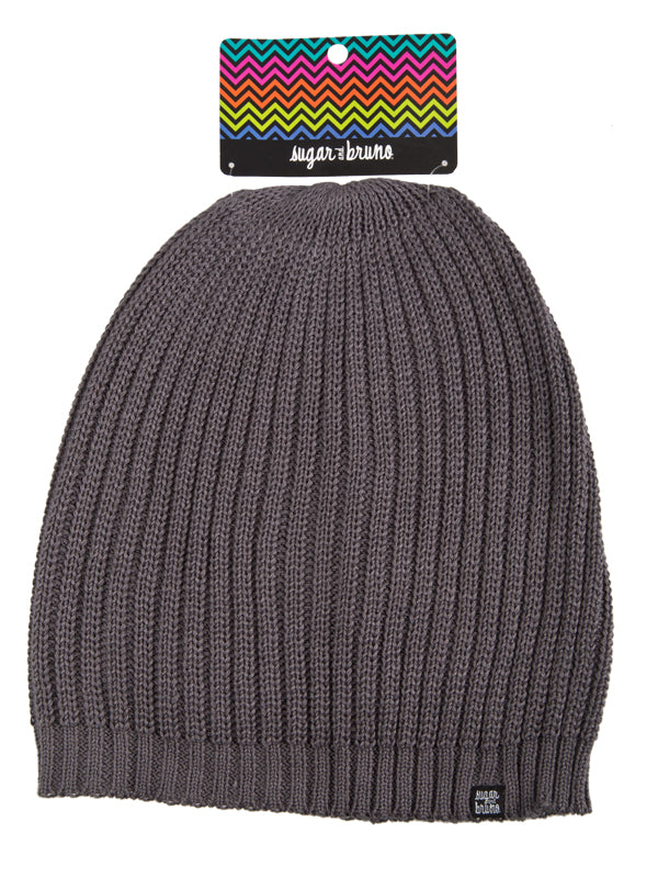Slouchy Knit Beanie, Gray