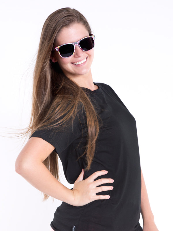 Floral Sunglasses with Black Lenses