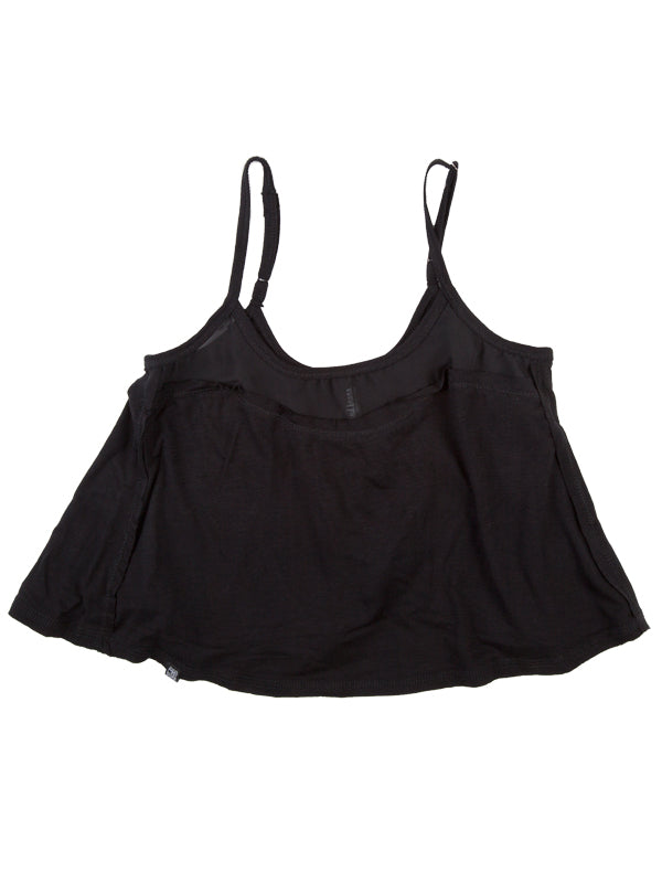 Adjustable Chiffon Ruffle Top, Black