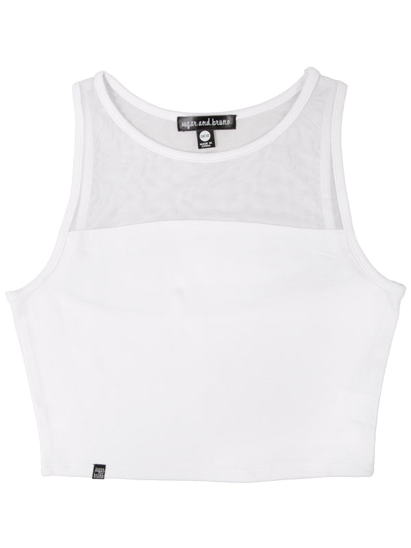 Stretchy Mesh Top, White