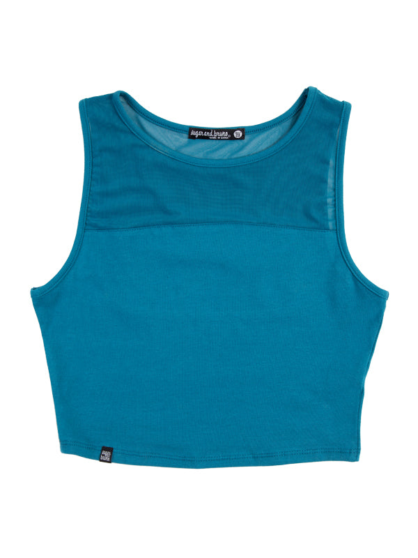 Stretchy Mesh Top, Peacock Blue