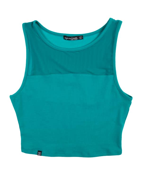 Stretchy Mesh Top, Mermaid Teal