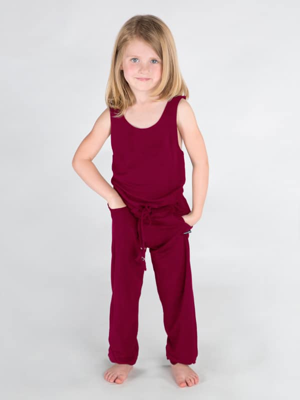 Red Jumpsuit Romper: Full Length Romper in Burgundy by Sugar and Bruno Apparel in Indianapolis, IN