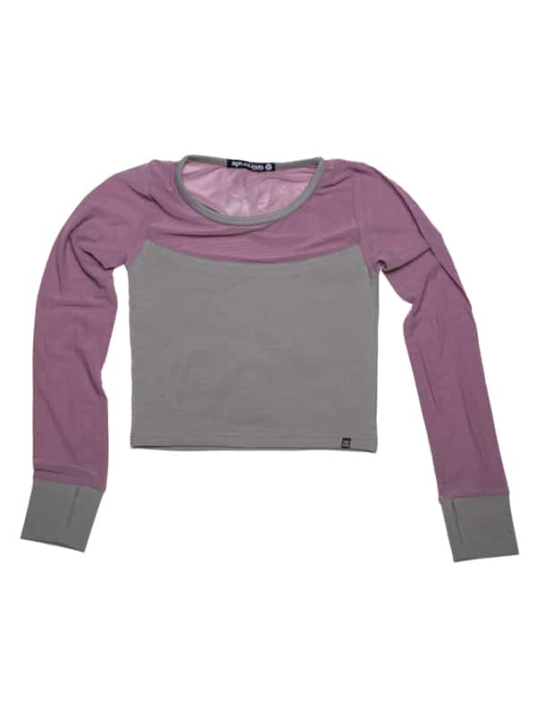 Long Sleeve Stretchy Mesh Youth Top, Violet