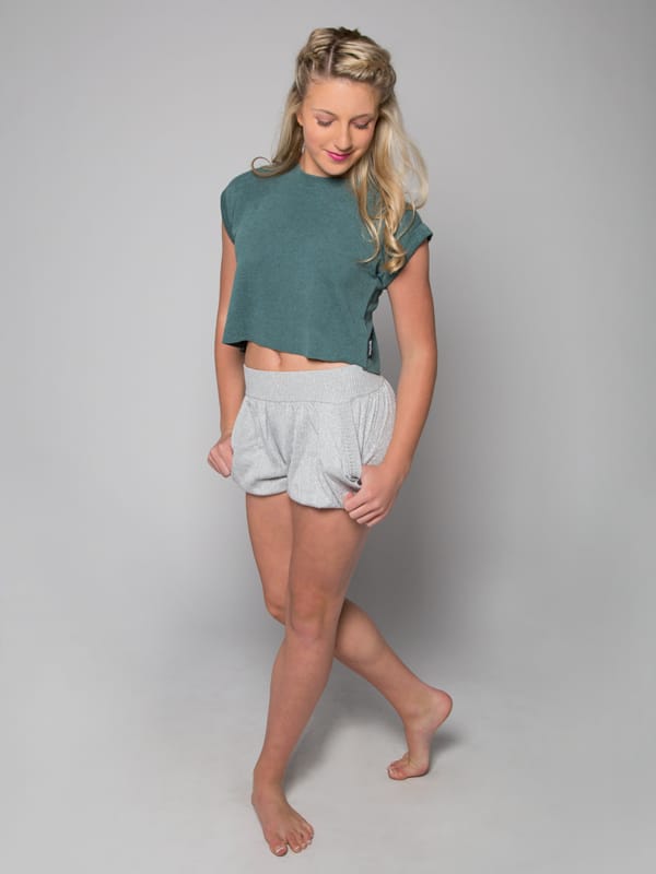 Green Crop Top: Boss Crop in Jade by Sugar and Bruno Apparel in Indianapolis, IN