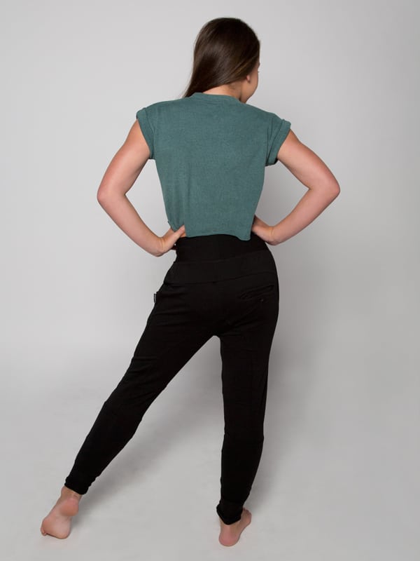 Green Crop Top: Boss Crop in Jade by Sugar and Bruno Apparel in Indianapolis, IN