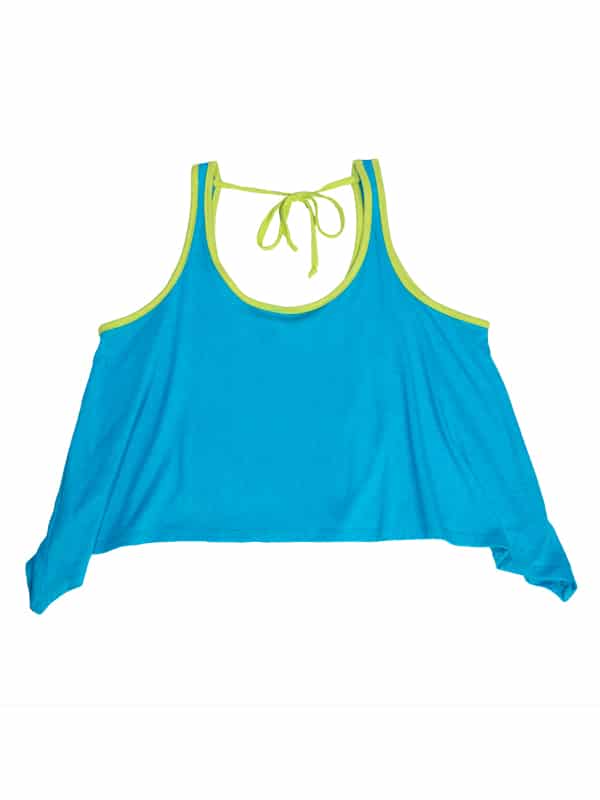 Tie Back Tank, Aqua/Lime