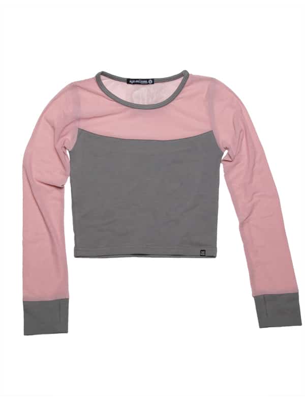 Long Sleeve Stretchy Mesh Top, Ballet Pink