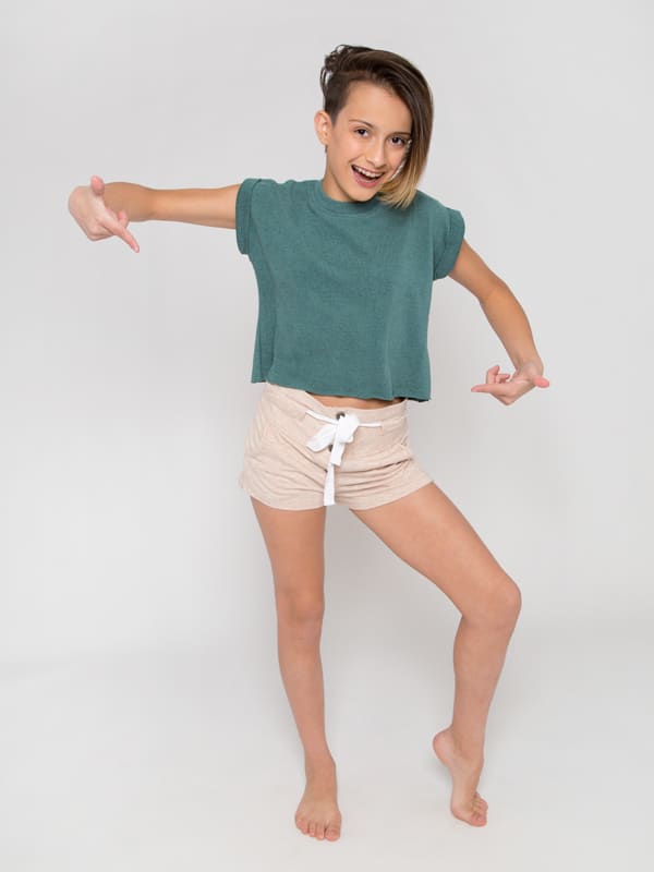 Youth Button Tie Shorties, Sand