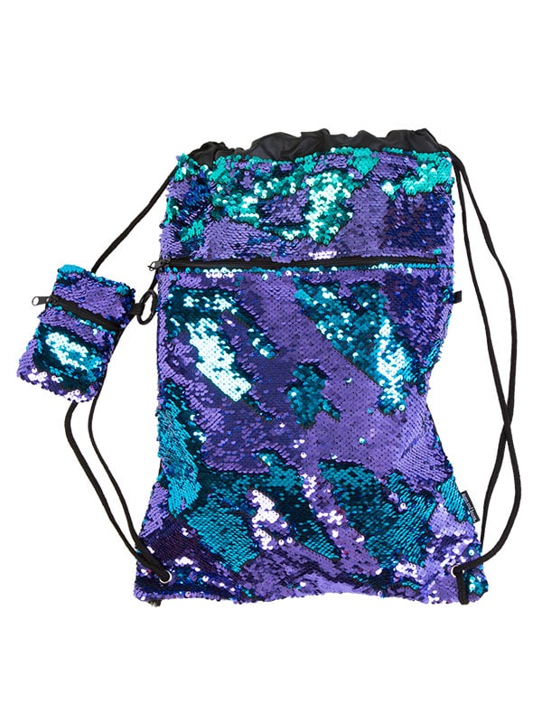 Purple Sequin Backpack: Mermaid Bag in Purple by Sugar and Bruno Apparel in Indianapolis, IN