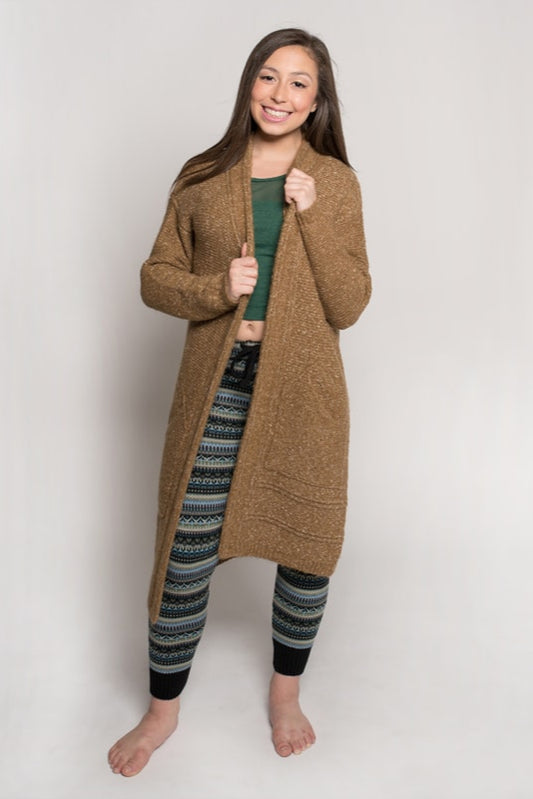 Camel Cardigan: The Sophia Sweater in Camel by Sugar and Bruno Apparel in Indianapolis, IN