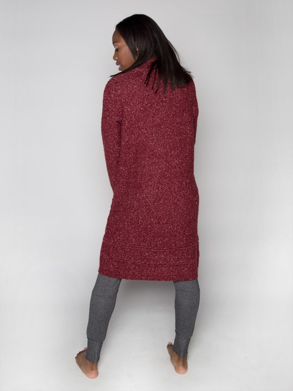 Maroon Cardigan: The Sophia Sweater in Canyon Rose by Sugar and Bruno Apparel in Indianapolis, IN