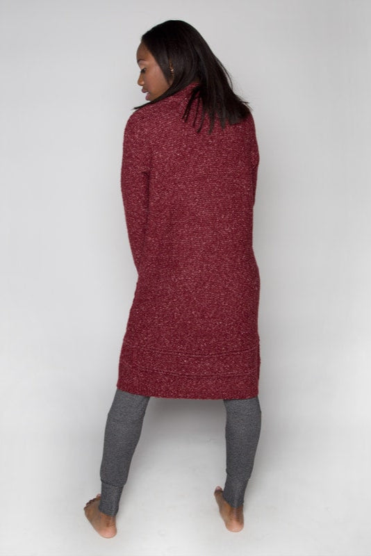 Maroon Cardigan: The Sophia Sweater in Canyon Rose by Sugar and Bruno Apparel in Indianapolis, IN