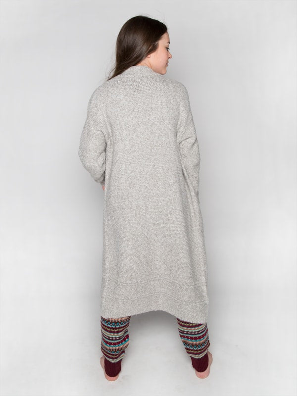 Gray Cardigan: The Sophia Sweater in White Marble by Sugar and Bruno Apparel in Indianapolis, IN