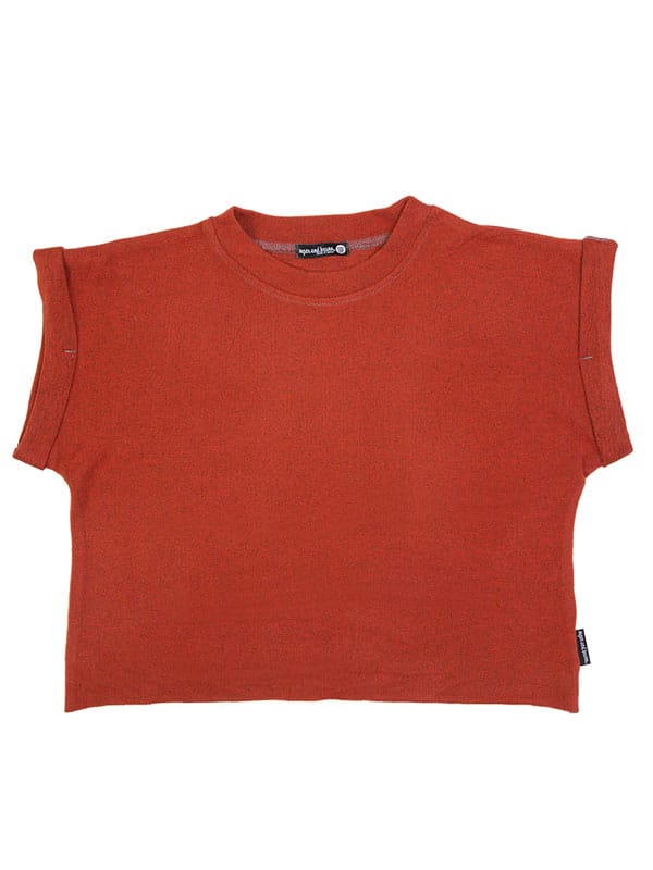 Orange Crop Top: Boss Crop in Burnt Orange by Sugar and Bruno Apparel in Indianapolis, IN