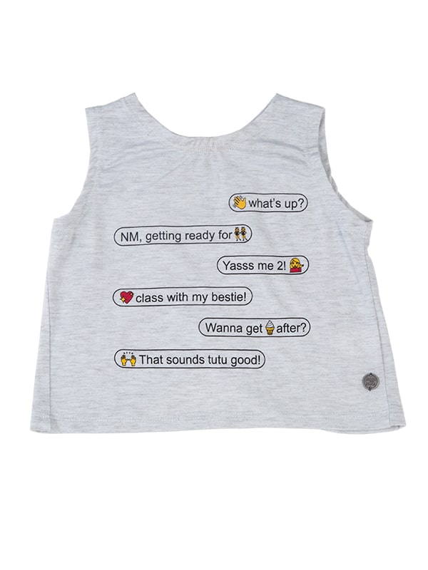 Text Convo Itty Bitty Curtain Call Top