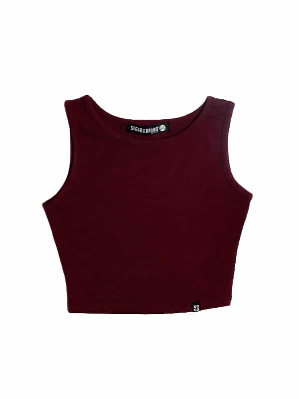 Itty Bitty High Neck Tank, Burgundy