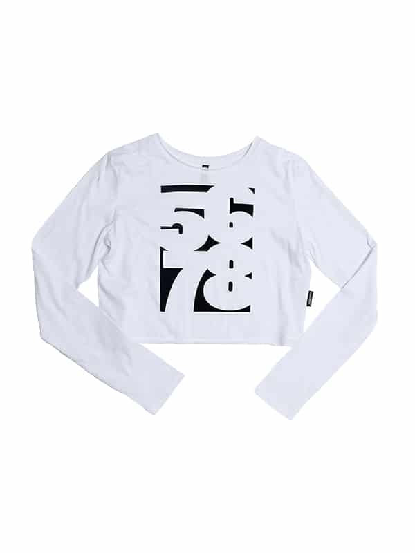 5678 Crop Long Sleeve Tee, White