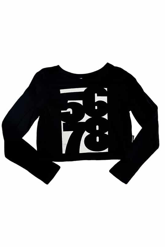 5678 Youth Crop Long Sleeve Tee, Black
