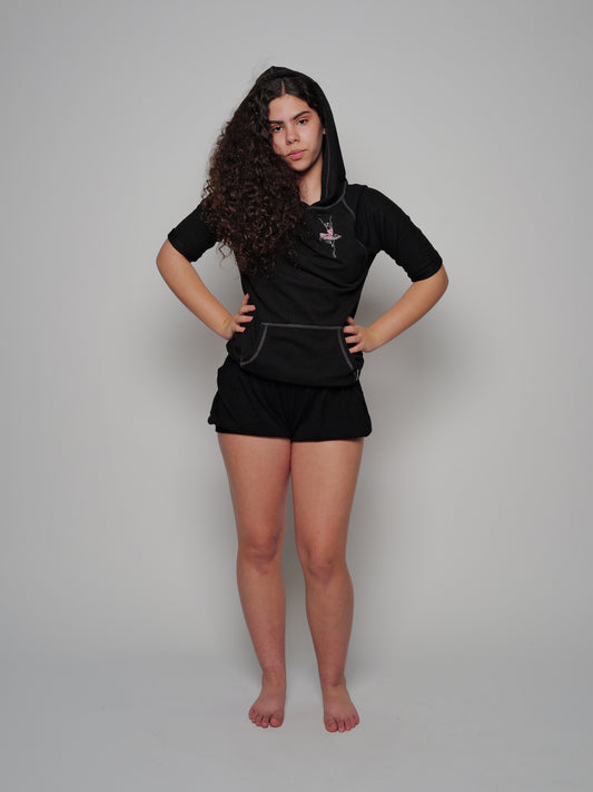 Black Embroidered Kathryn Hoodie