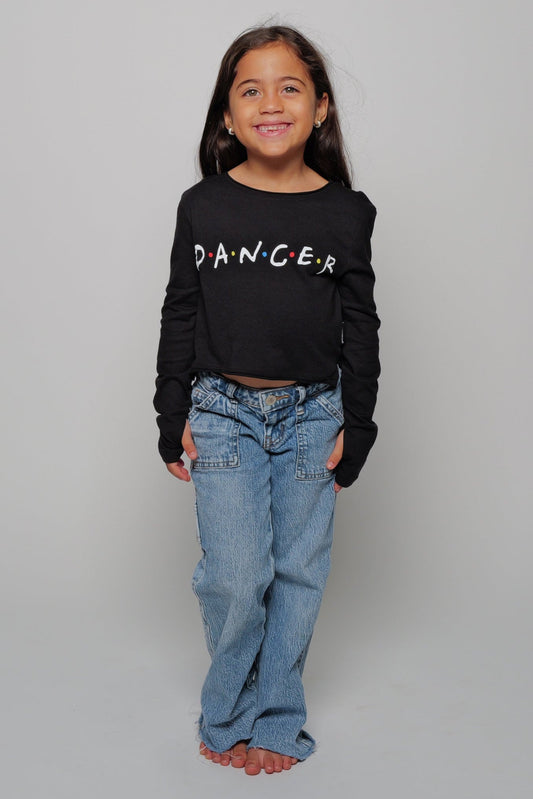 Friends Dancer Itty Bitty  Long Sleeve Crop Tee