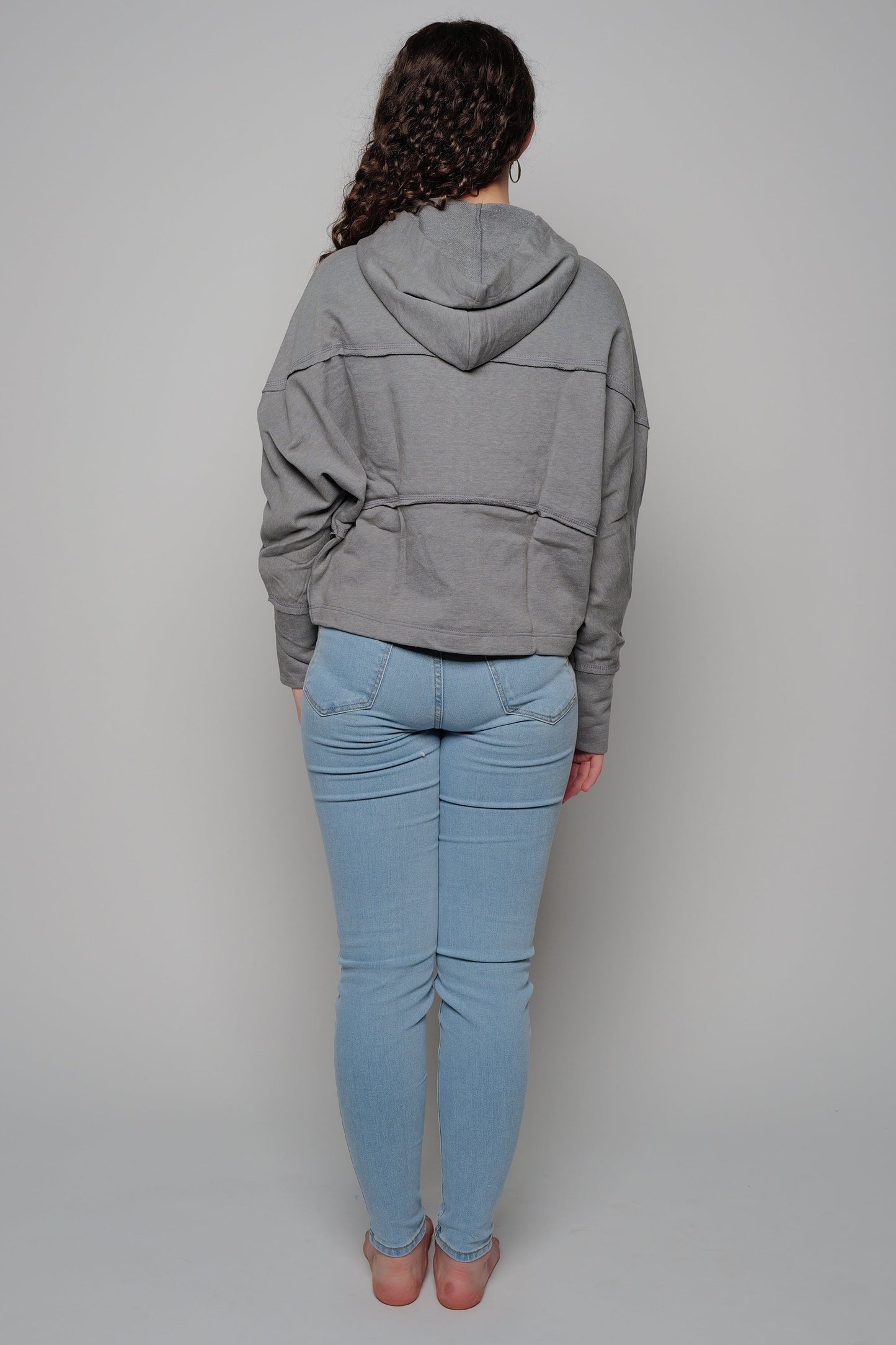 Embroidered Dancer Dolman Zip Crop Hoodie