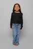 Crop Long Sleeve Tee, Black