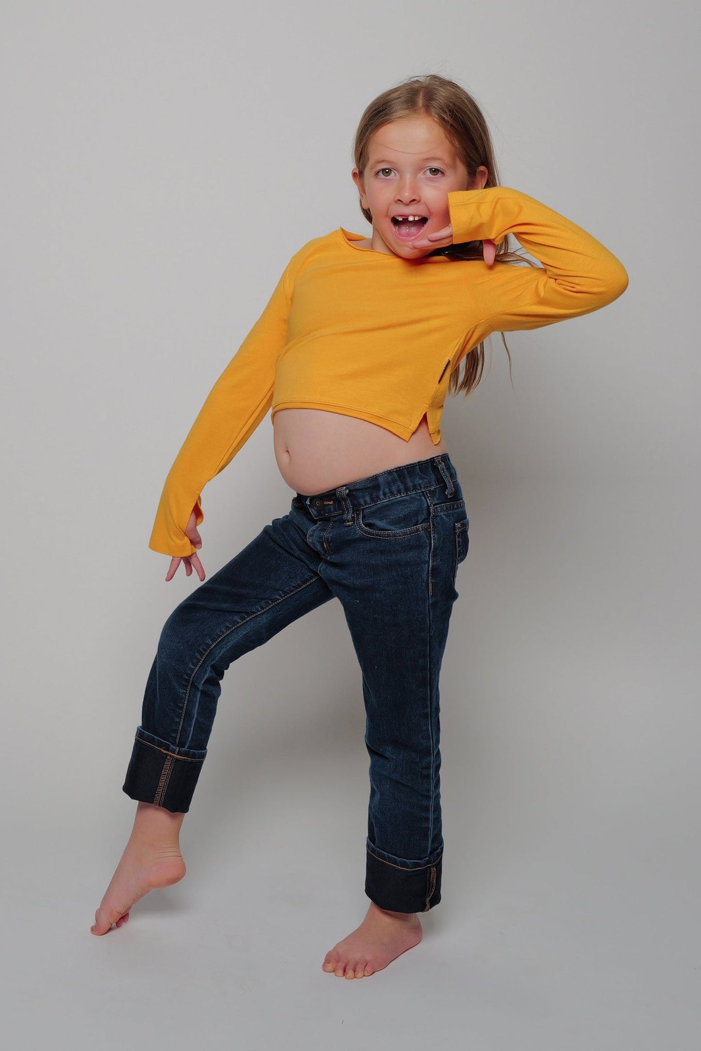 Crop Long Sleeve Tee, Sunflower