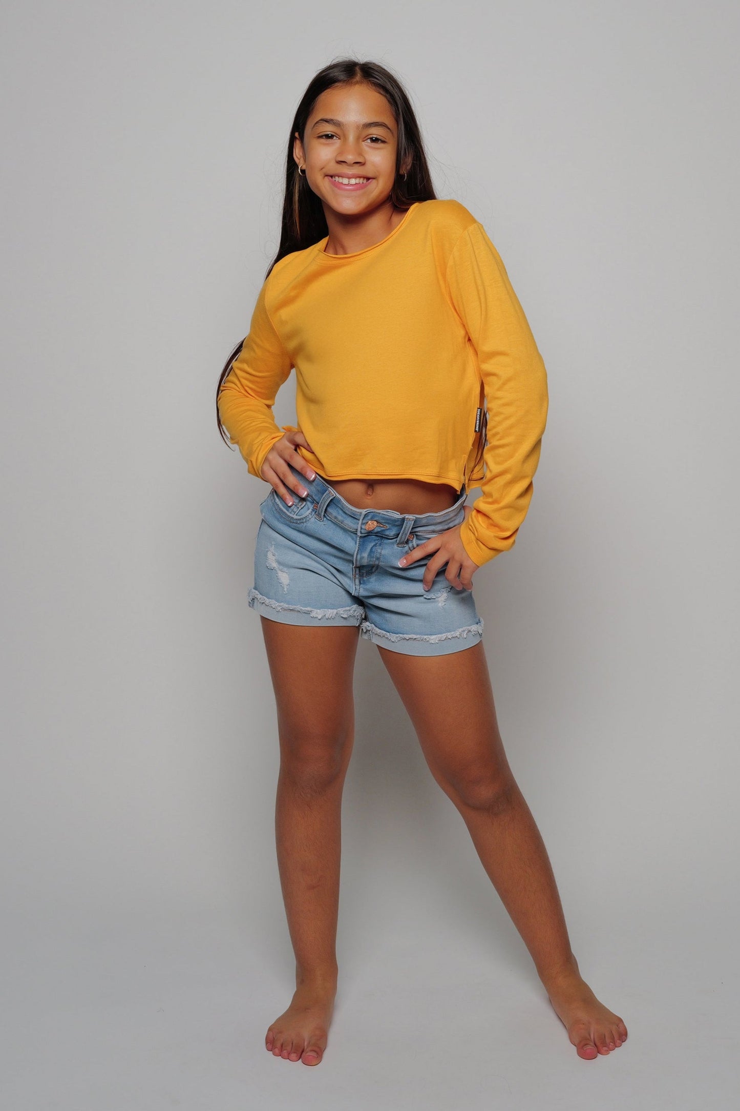 Crop Long Sleeve Tee, Sunflower