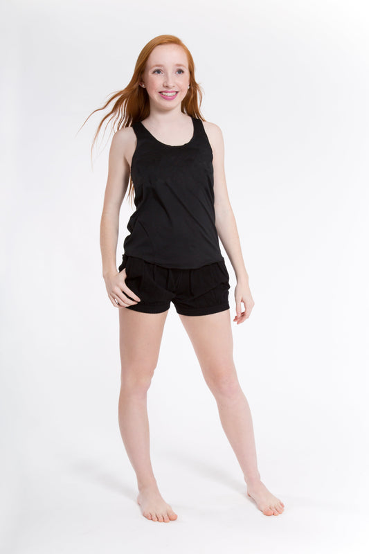 Racerback Tank, Black Cotton