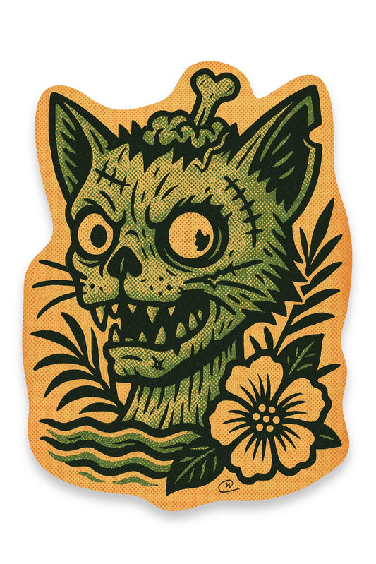 Tiki Treasures - Wil -  Bone Brain Cat - Vinyl Sticker