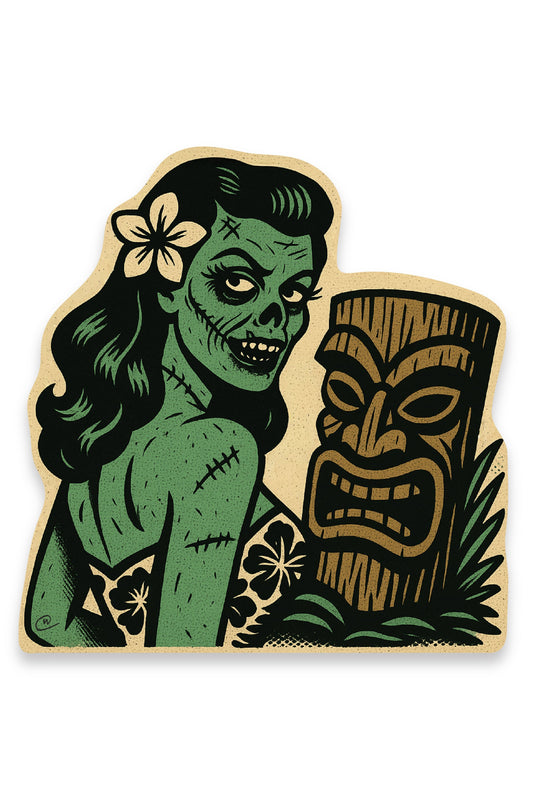 Tiki Treasures - Wil -  Green Lady - Vinyl Sticker