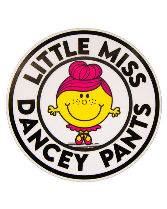 Little Miss Dancey Pants 3x3 water bottle sticker