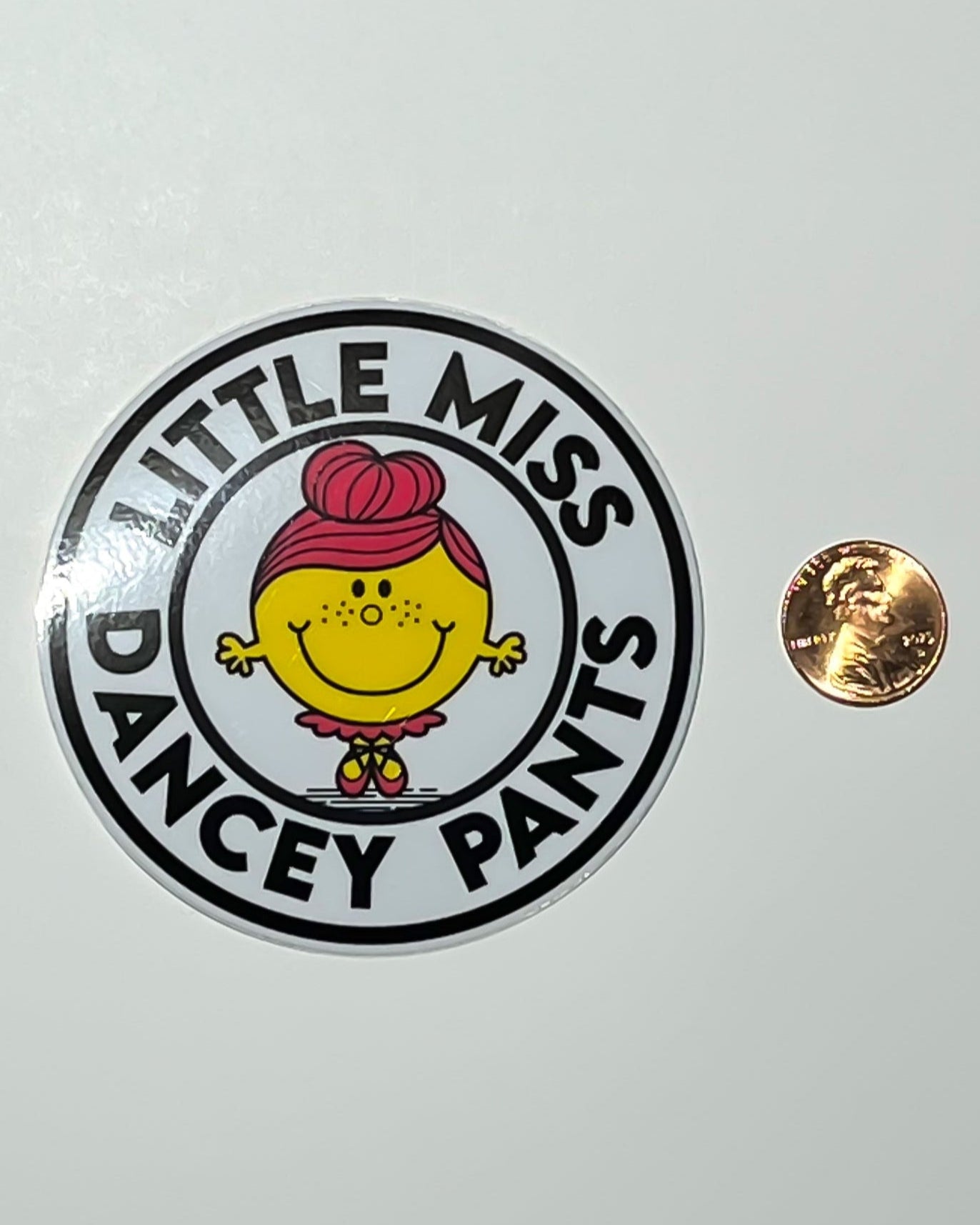 Little Miss Dancey Pants 3x3 water bottle sticker