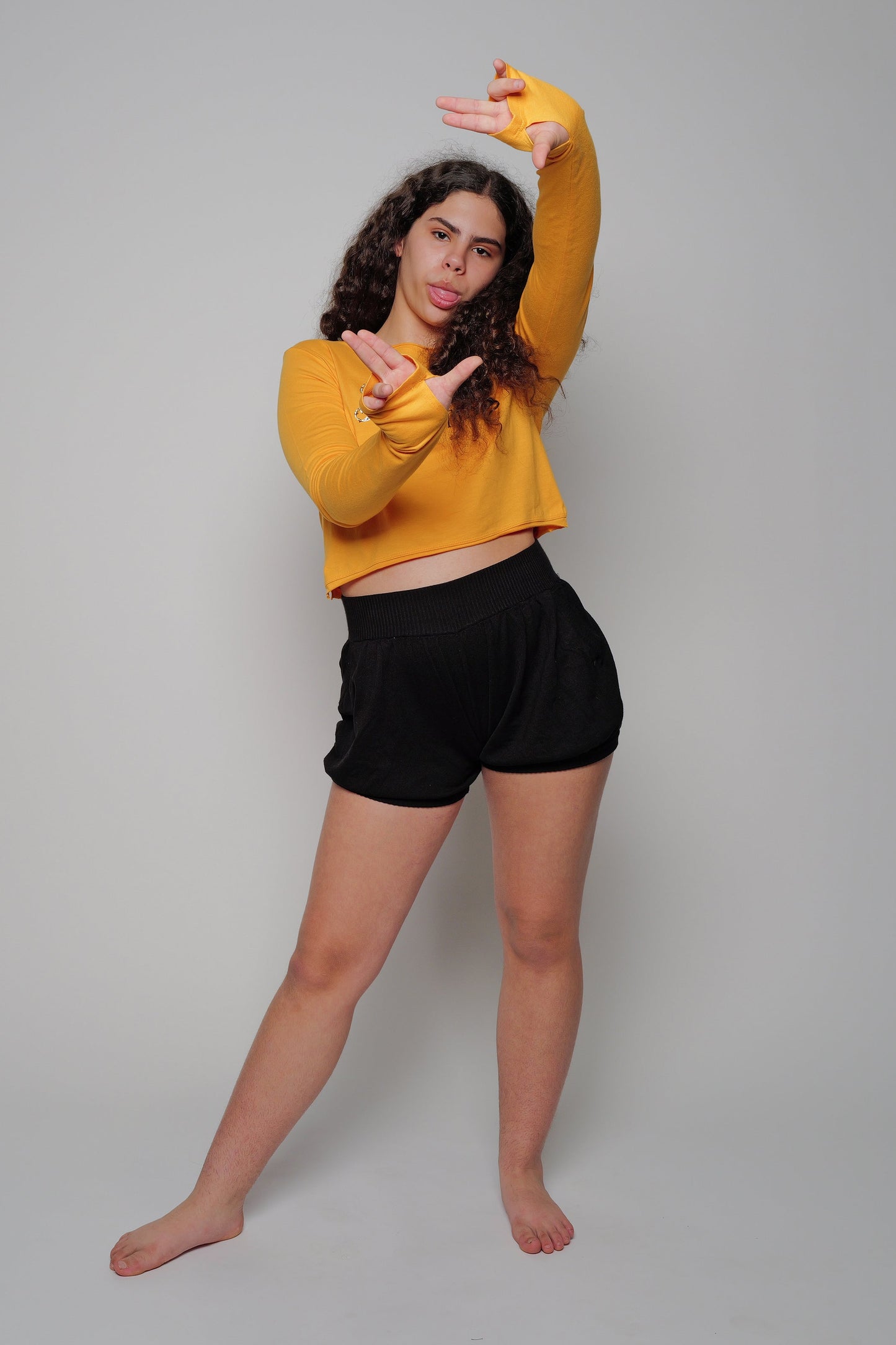 Crop Long Sleeve Tee, Sunflower