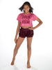 Burgundy Sweater Shorts: Bubbles in Burgundy by Sugar and Bruno Apparel in Indianapolis, IN