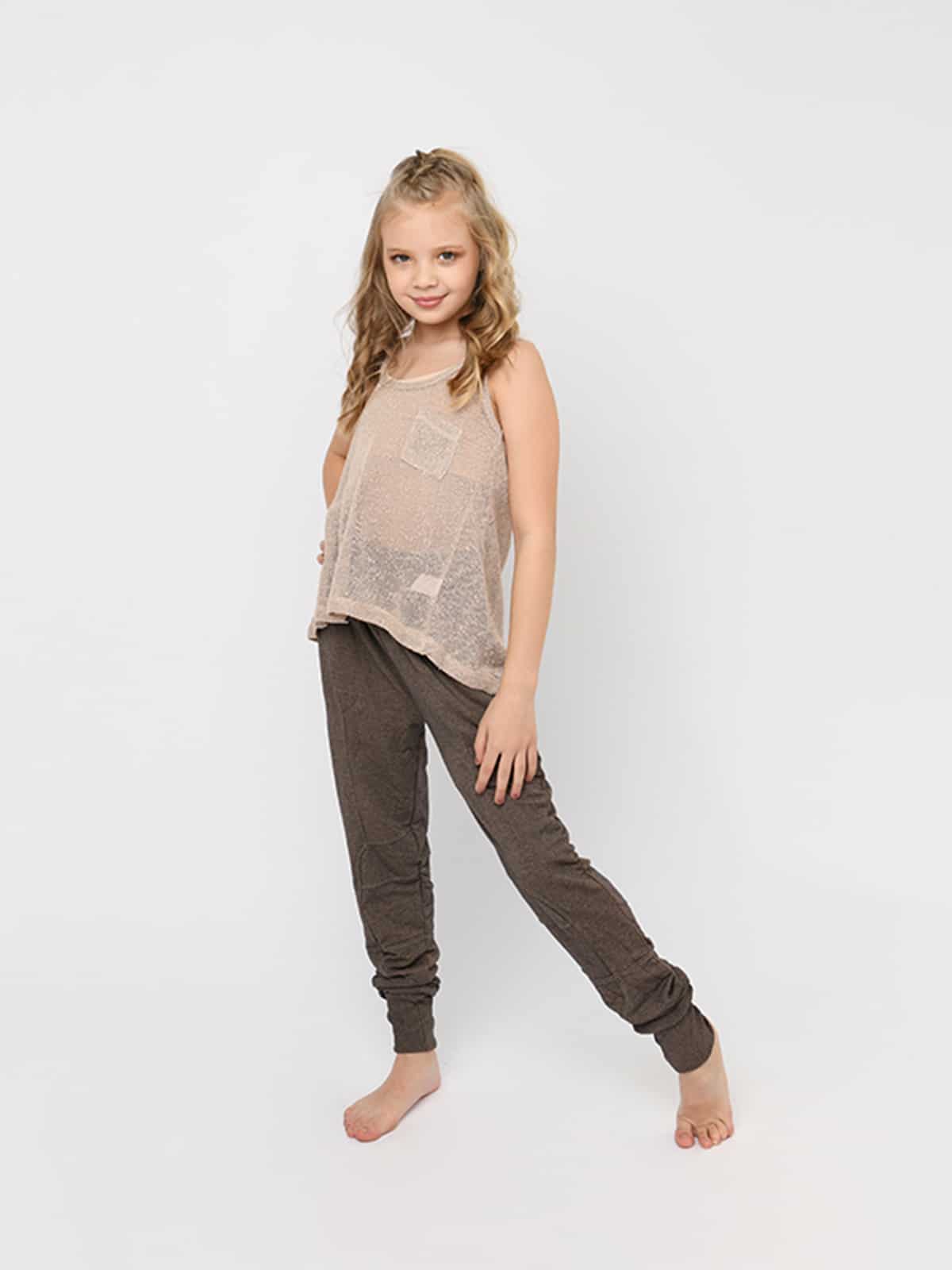 Youth Tiny Pocket Tank, Oatmeal