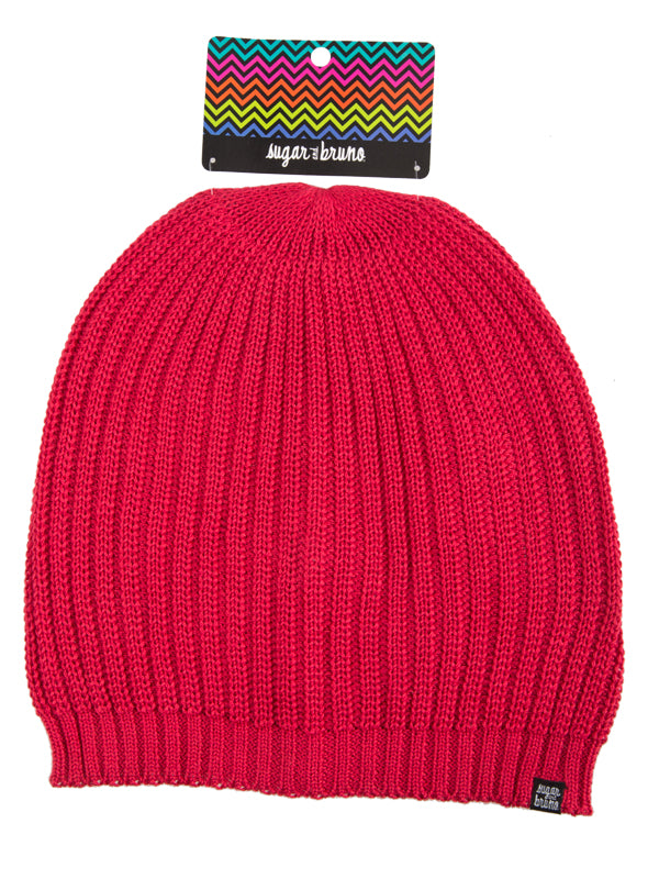 Slouchy Knit Beanie, Red