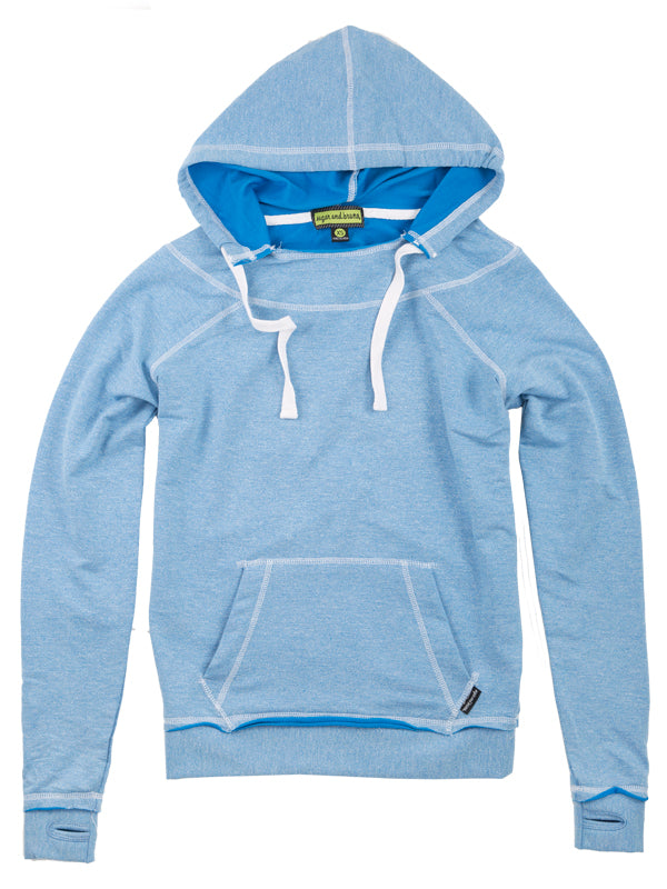 Super Terry Distressed Hoodie, Light Blue
