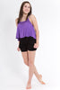 Adjustable Chiffon Ruffle Top, Purple