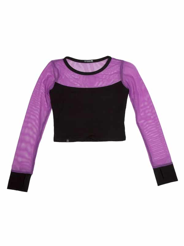 Long Sleeve Stretchy Mesh Top, Orchid
