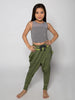 Green Harem Pants: Shadow Green Harem Pants by Sugar and Bruno Apparel in Indianapolis, IN