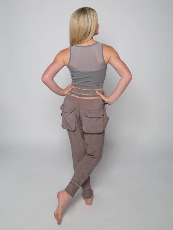 Brown Harem Pants: Shadow Brown Harem Pants by Sugar and Bruno Apparel in Indianapolis, IN